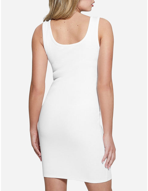 Guess Women's White Ribbed Knitted Tank Dress |Guess In Lebanon