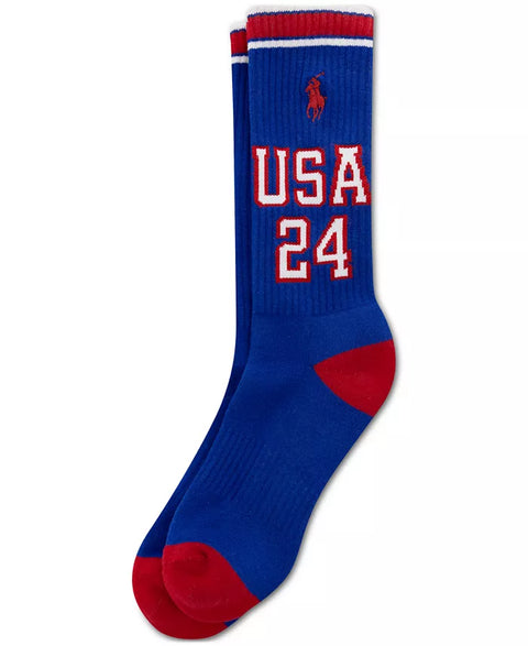 Polo Ralph Lauren Men's Royal Blue Olympic Village USA Crew Socks | Polo Ralph Lauren In Lebanon