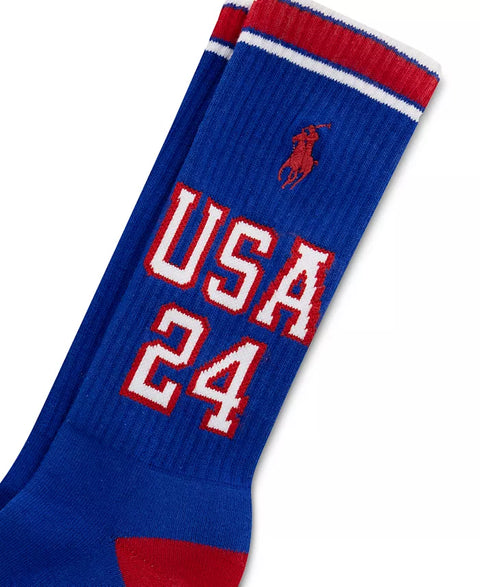 Polo Ralph Lauren Men's Royal Blue Olympic Village USA Crew Socks | Polo Ralph Lauren In Lebanon