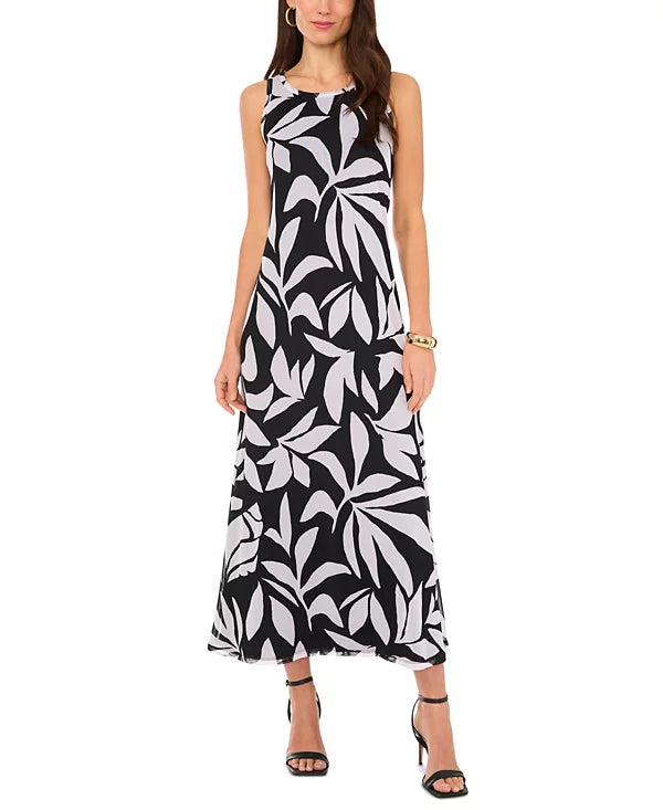 Vince Camuto Women's Black & White Printed Sleeveless Maxi Dress | Vince Camuto In Lebanon