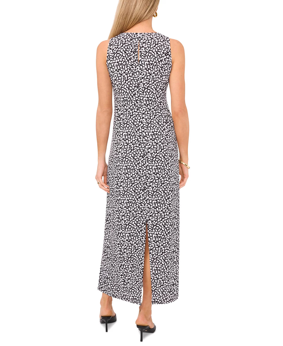Vince Camuto Women's Black Floral Crewneck Back Keyhole Sleeveless Dress | Vince Camuto In Lebanon