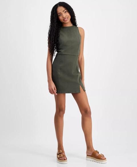 Tinseltown Women's Olive Green Racer Sleeveless Slit-Hem Dress | Tinseltown In Lebanon