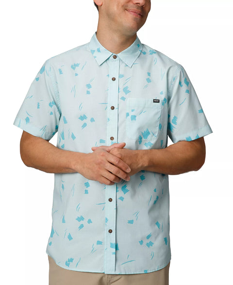 Reef Men's Clear Water Colton Short Sleeve Button-Front Perforated Printed Shirt | Reef In Lebanon