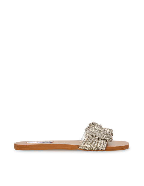 Steve Madden Women's Silver Rhinestone Adore Flat Sandals | Steve Madden In Lebanon