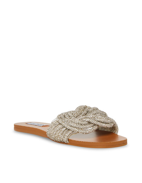 Steve Madden Women's Silver Rhinestone Adore Flat Sandals | Steve Madden In Lebanon