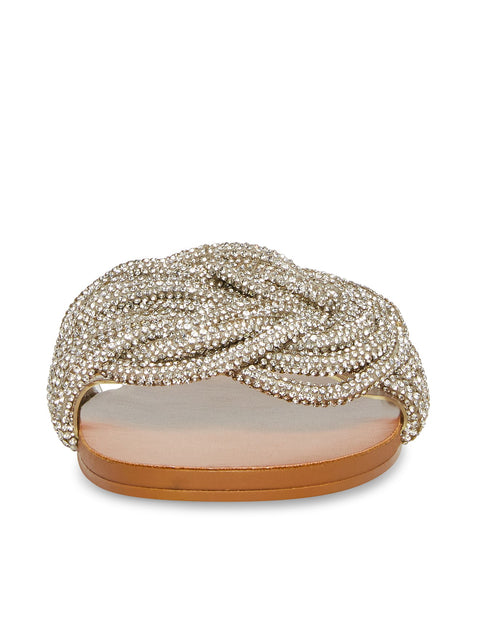 Steve Madden Women's Silver Rhinestone Adore Flat Sandals | Steve Madden In Lebanon
