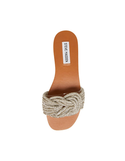 Steve Madden Women's Silver Rhinestone Adore Flat Sandals | Steve Madden In Lebanon