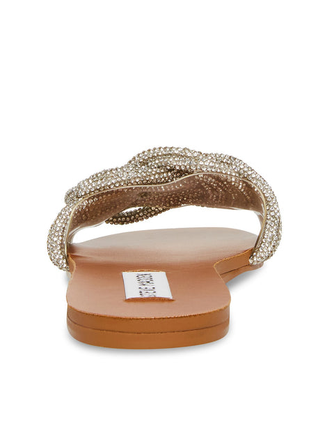 Steve Madden Women's Silver Rhinestone Adore Flat Sandals | Steve Madden In Lebanon