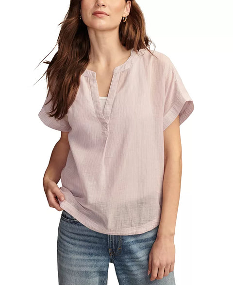 Lucky Brand Women's Lilac Cotton Striped Dolman Popover Shirt | Lucky Brand In Lebanon