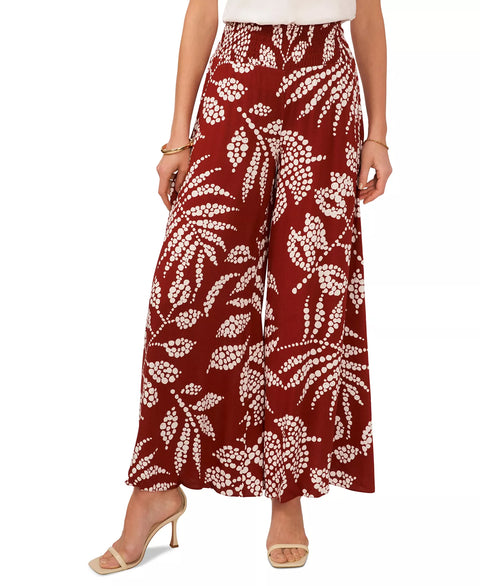Vince Camuto Women's Brick Tropical-Print Smocked Waist Wide-Leg Pants | Vince Camuto In Lebanon