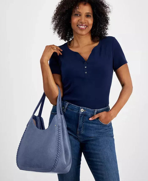 Style & Co Women's Navy Whip-Stitch Soft 4-Poster Shoulder Bag |Style & Co In Lebanon