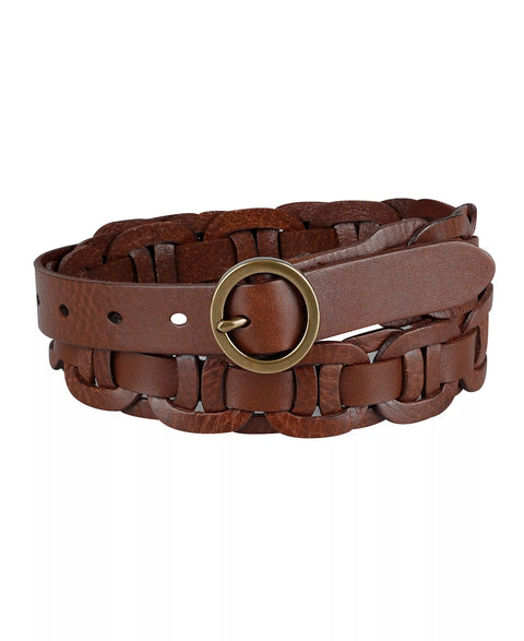 Tommy Hilfiger Women's Brown Woven Leather Linked Casual Belt  |Tommy Hilfiger in Lebanon