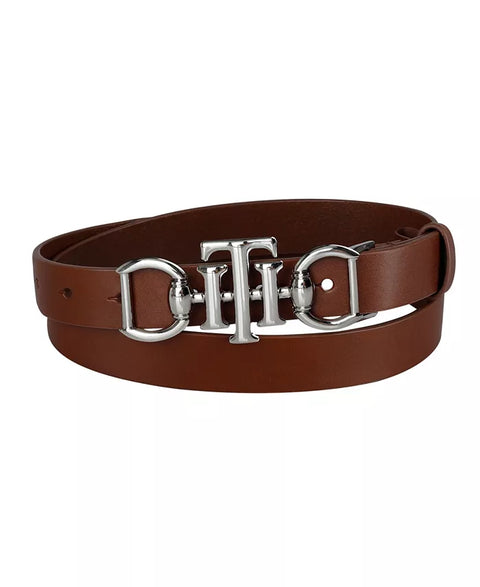 Tommy Hilfiger Women's Cognac Skinny Double Ended Horsebit Buckle Casual Belt | Tommy Hilfiger In Lebanon