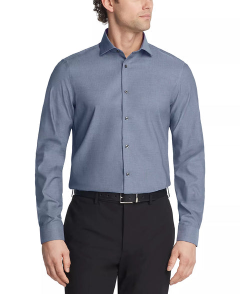 Calvin Klein Men's Dark Blue Steel Plus Slim Fit Modern Pin Cord Dress Shirt |Calvin Klein In Lebanon