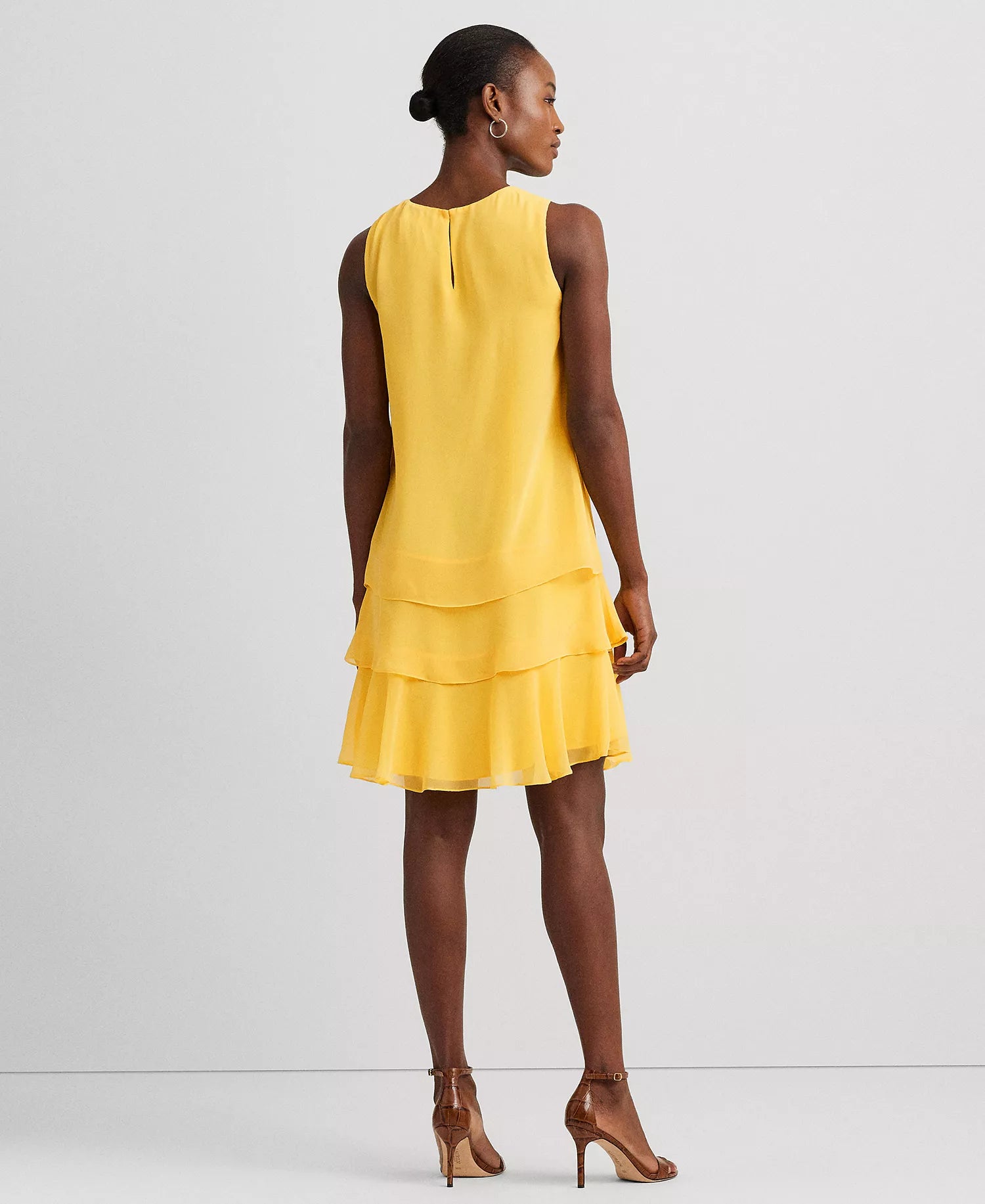Lauren Ralph Lauren Women's Yellow Georgette Shift Dress | Lauren Ralph Lauren In Lebanon