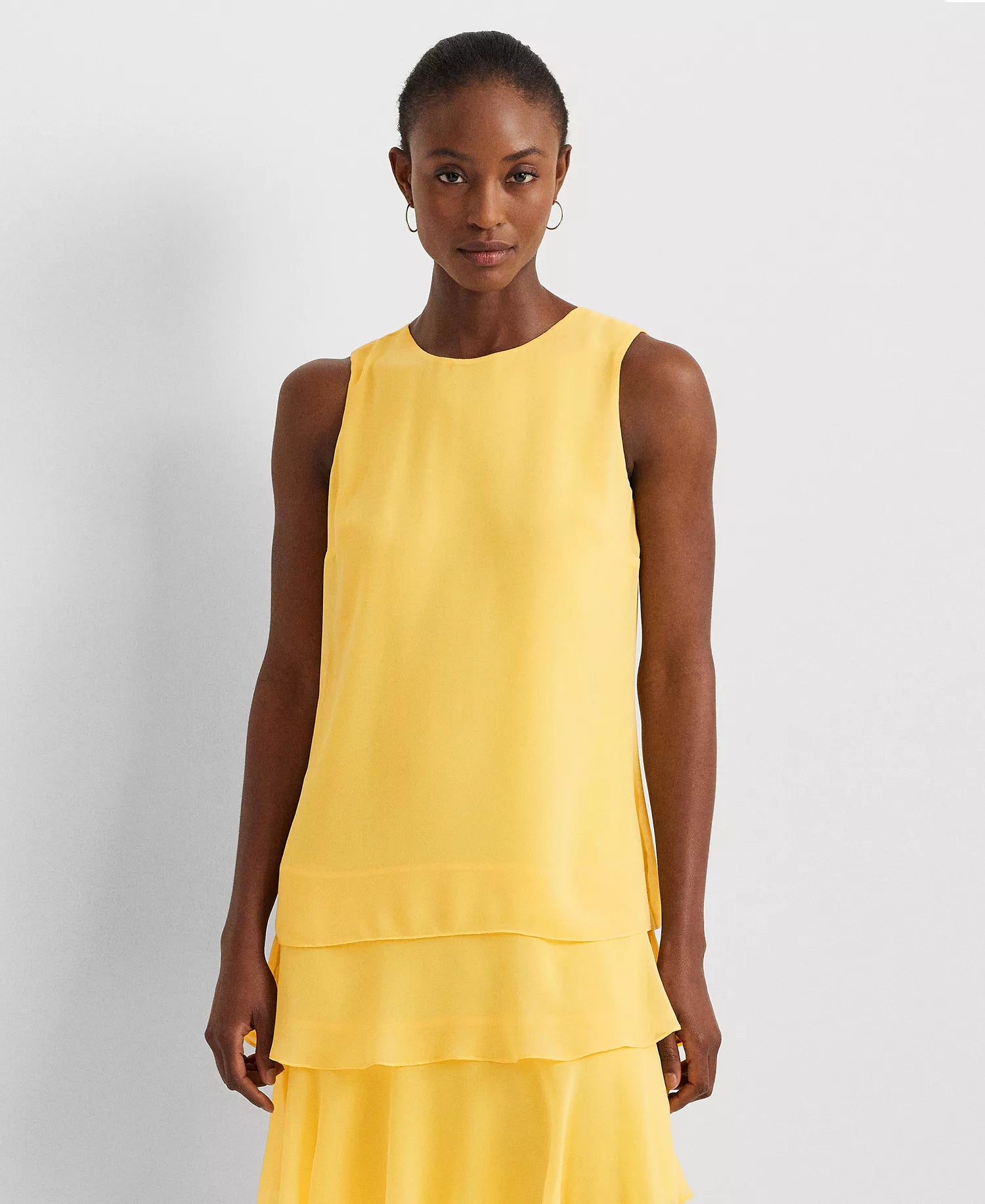 Lauren Ralph Lauren Women's Yellow Georgette Shift Dress | Lauren Ralph Lauren In Lebanon