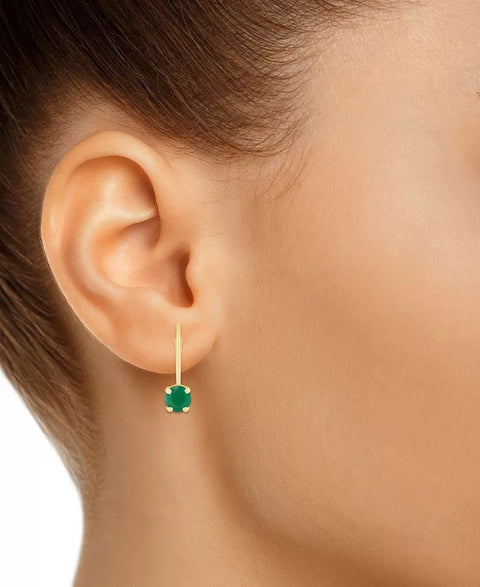 Macys Women's Gold-Plate Emerald Solitaire Leverback Earrings |Macys In Lebanon