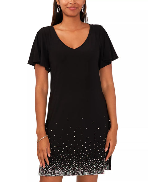 MSK Women's Black  Embellished Flutter-Sleeve Dress|  MSK in Lebanon