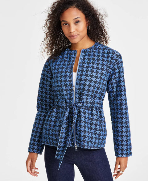 Anne Klein Women’s Navy/Blue  Quilted Herringbone Tie-Waist  Jacket  | Anne Klein in Lebanon