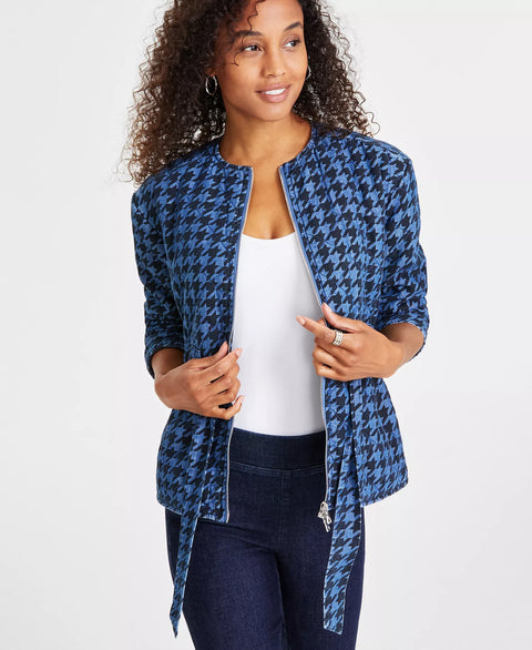 Anne Klein Women’s Navy/Blue  Quilted Herringbone Tie-Waist  Jacket  | Anne Klein in Lebanon