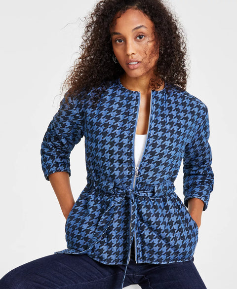 Anne Klein Women’s Navy/Blue  Quilted Herringbone Tie-Waist  Jacket  | Anne Klein in Lebanon