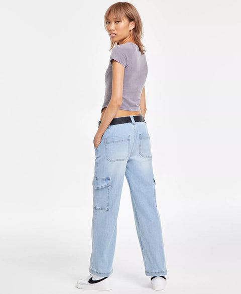 Just Polly Women's Gray Crewneck Ruched-Front Baby Blouse |Just Polly In Lebanon