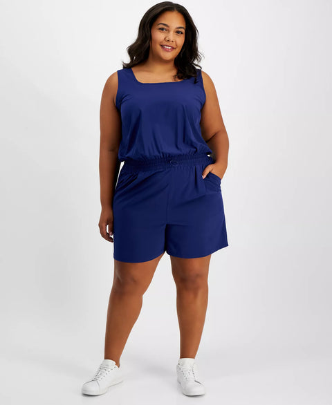 Id Ideology Women's Blue Plus Size Commuter Romper | Id Ideology in Lebanon