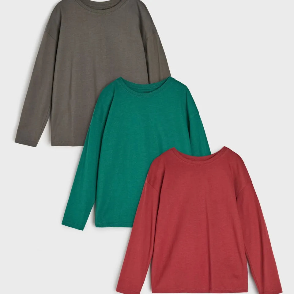 Sinsay Boy's Multicolor Long Sleeve Crew Neck 3 Pack Blouse