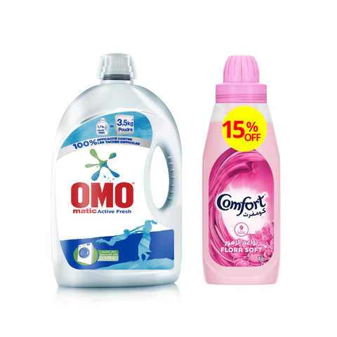 Omo Laundry Matic Active Fresh 1.75L + Comfort Pink 1L 15% Off | OMO In Lebanon