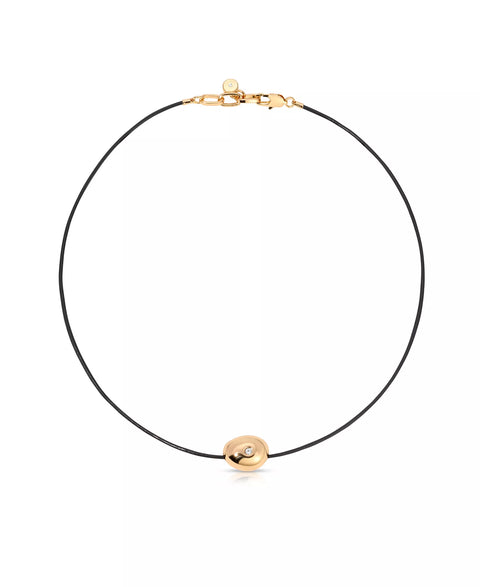 Ettika Women's Gold Single Crystal Polished Pebble Leather Pendant Necklace | Ettika In Lebanon