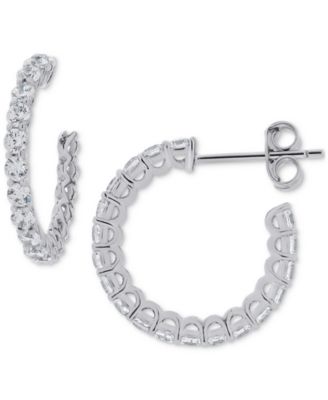 R.H.Macy&Co Women's Silver White Sapphire Small Hoop Earring| R.H.Macy&Co in Lebanon