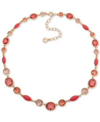 Anne Klein Women's Red Gold Tone Stone Collar Necklace | Anne Klein In Lebanon