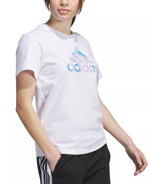 Adidas Women's White Cotton Tie-Dyed Logo Graphic T-Shirt | Adidas In Lebanon