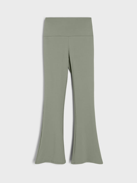 Sinsay Women's Sage Green Flare Trousers With Elastic Waistband | Sinsay In Lebanon
