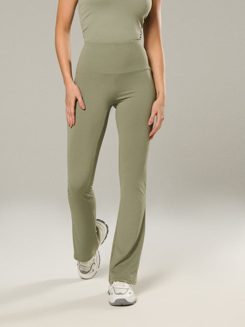 Sinsay Women's Sage Green Flare Trousers With Elastic Waistband | Sinsay In Lebanon