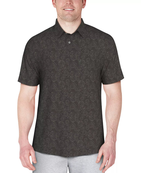 PGA TOUR Men's Charcoal Wind Heather Coconut Water Short Sleeve Performance Polo T-Shirt | PGA TOUR In Lebanon