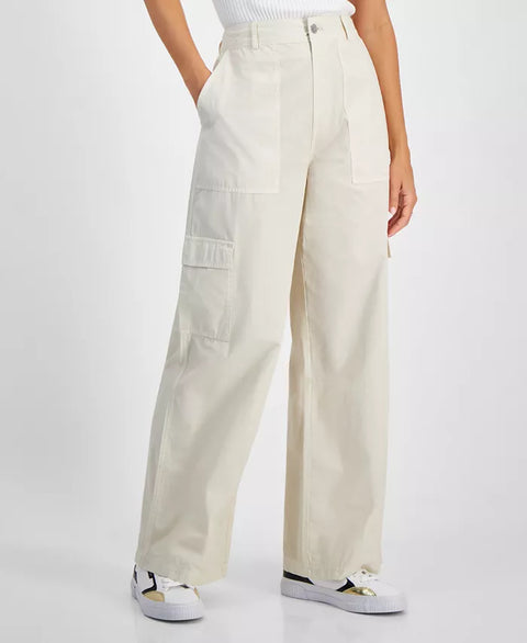 Calvin Klein Women's Light Beige Cotton High-Rise Cargo Pants | Calvin Klein In Lebanon