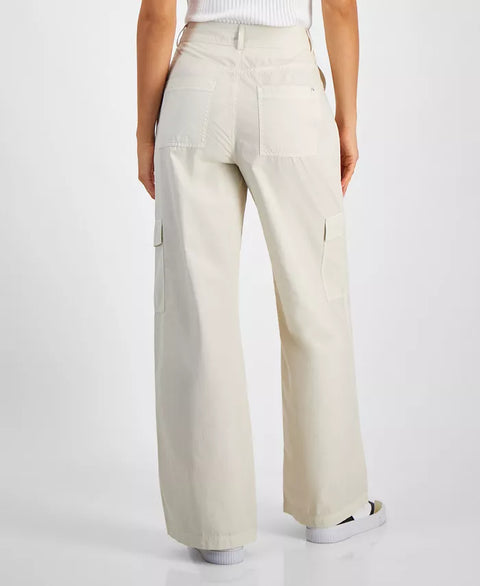Calvin Klein Women's Light Beige Cotton High-Rise Cargo Pants | Calvin Klein In Lebanon