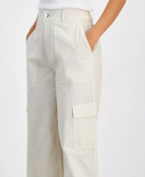 Calvin Klein Women's Light Beige Cotton High-Rise Cargo Pants | Calvin Klein In Lebanon