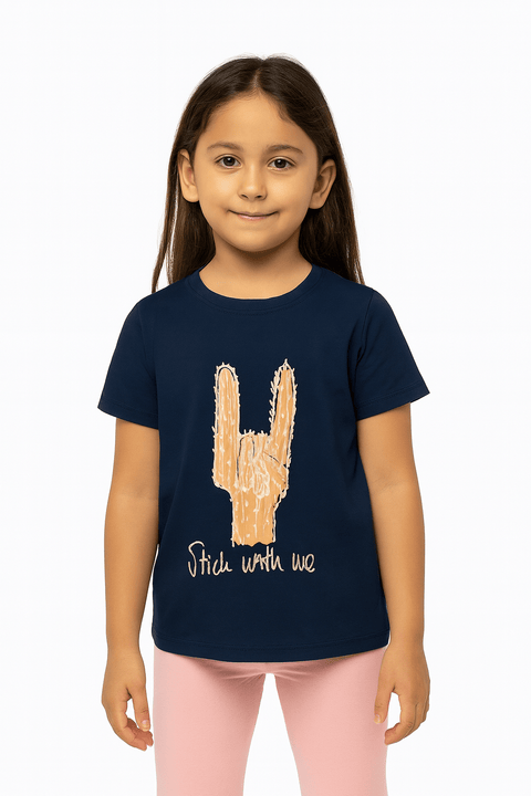 POMPdeLUX Girl's Navy Short-Sleeve T-shirt |POMPdeLUX in Lebanon