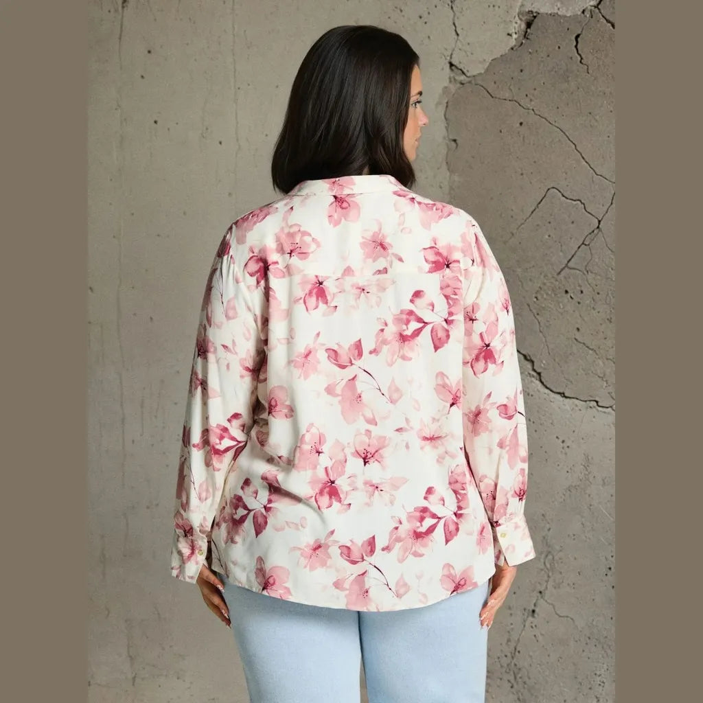Sinsay Women's Off White Floral Plus Size Shirt