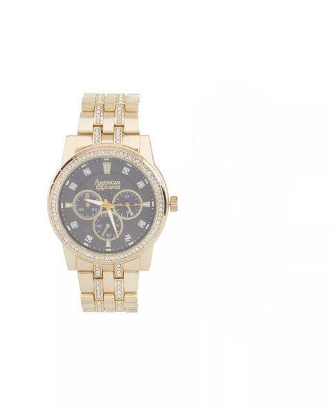 American Exchange Men's Gold Crystal Watch 46mm | American Exchange In Lebanon