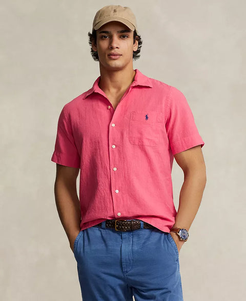 Polo Ralph Lauren Men's Pink Classic-Fit Linen-Cotton Camp Shirt | Polo Ralph Lauren In Lebanon