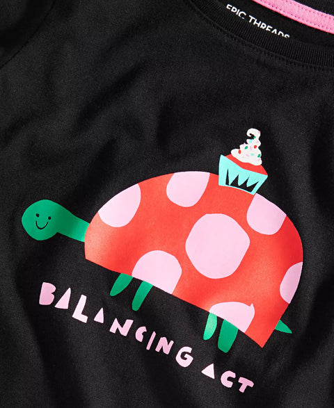 Epic Threads Girl's Black Balancing Act Graphic Blouse | Epic Threads In Lebanon