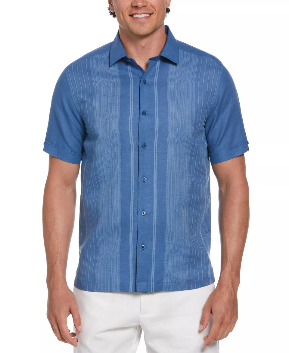 Cubavera Men’s Blue Vertical Textured Short-Sleeve Shirt | Cubavera in Lebanon