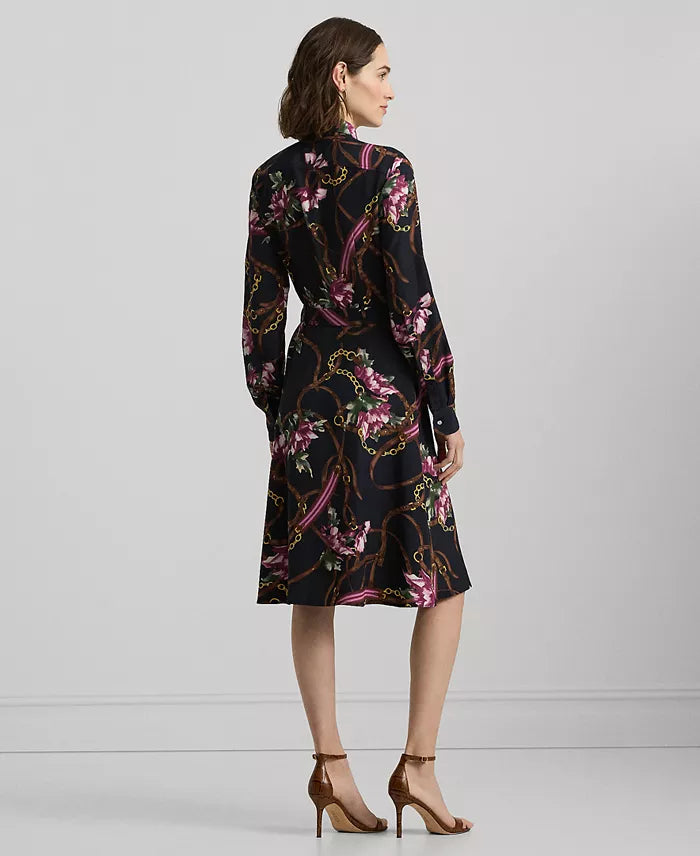 Lauren Ralph Lauren Women's Navy Petite Belted Floral Shirtdress |Lauren Ralph Lauren In Lebanon