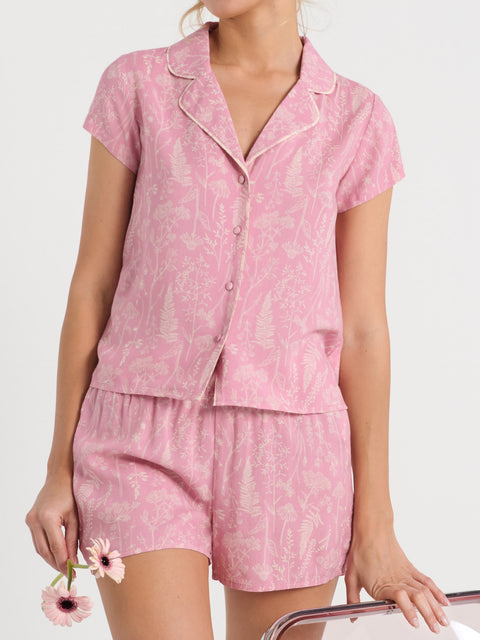 Sinsay Women's Pink Floral Printed Two Piece Pajama Set | Sinsay In Lebanon