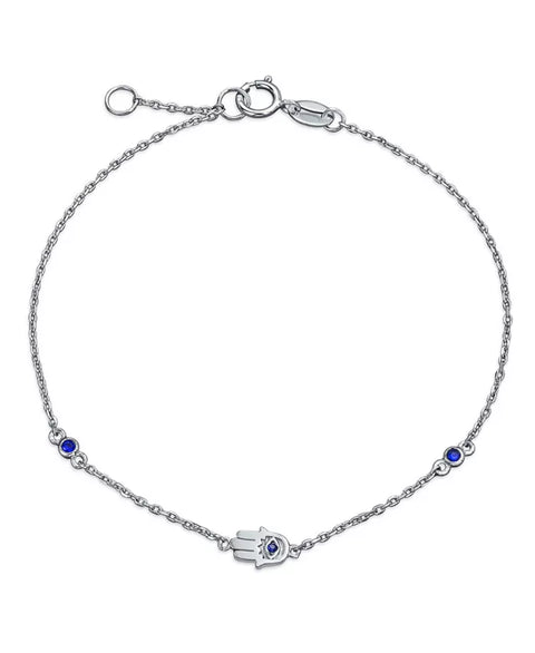 Bling Jewelry Women's Sterling Silver Tiny Simple Evil Eye Cubic Zirconia Charm Bracelet | Bling Jewelry In Lebanon