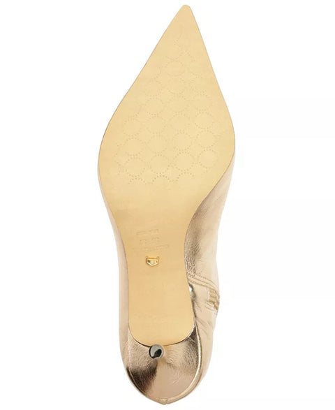 Arezzo Women's Gold Skye Low Stiletto Leather Calf Boots | Arezzo In Lebanon
