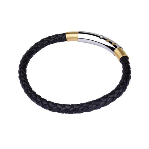 SD Men's Black Leather Bracelet| SD in Lebanon